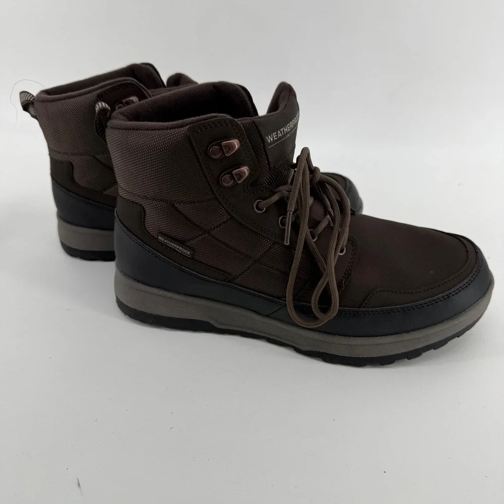 Weatherproof Jenkins Mens Brown Lace Up Boots Memory Foam Size 10‎ 1899638